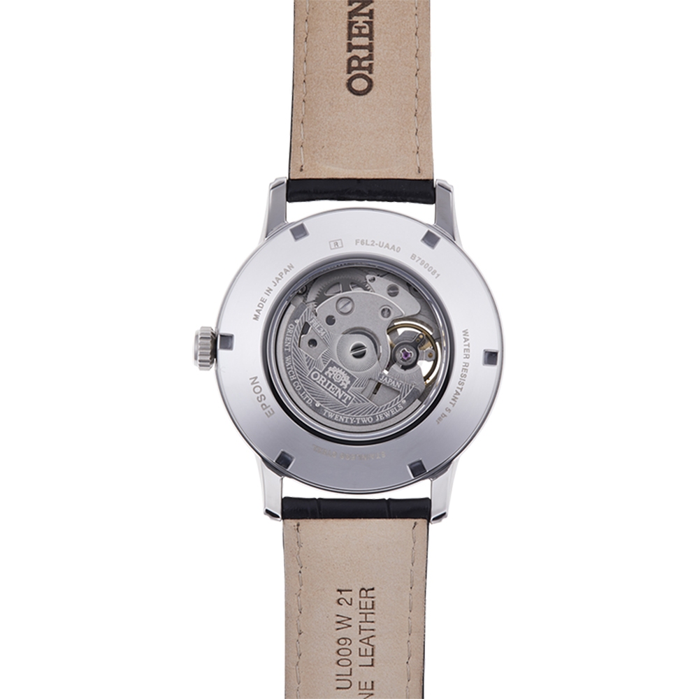 ORIENT 東方錶 Sun & Moon 系列 小鏤空日月相機械錶-銀x黑/42mm RA-AS0011S, , large