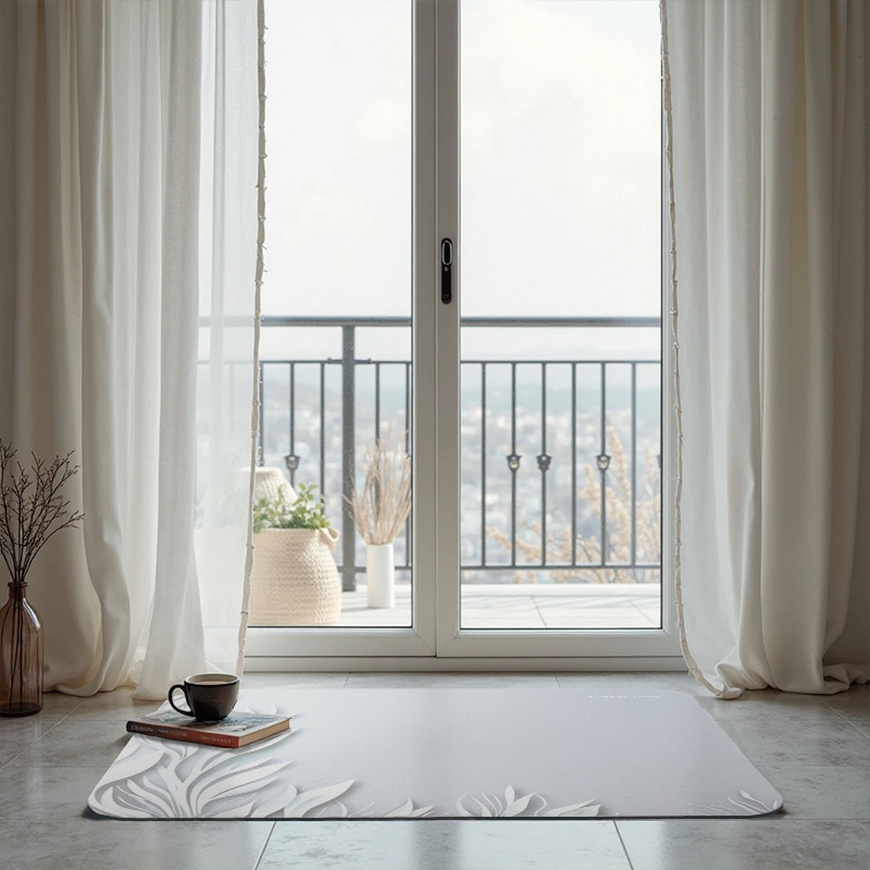 【Monster】 Soft Diatomaceous Earth Absorbent Mat &ndash; Shadow of Water Series (60x40cm) &ndash; Silver Blue, , large