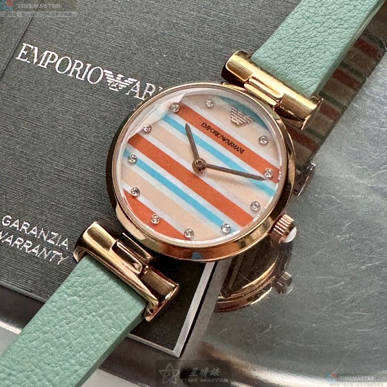 [星晴錶業]ARMANI手錶,28mm,AR00059幾何立體圖形錶面玫瑰金錶殼多色真皮皮革錶帶款, , large