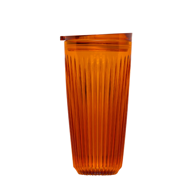 【Huskee】 Reusable Coffee Cup HuskeeRenew Tritan 8oz Amber (w/stopper lid) , , large