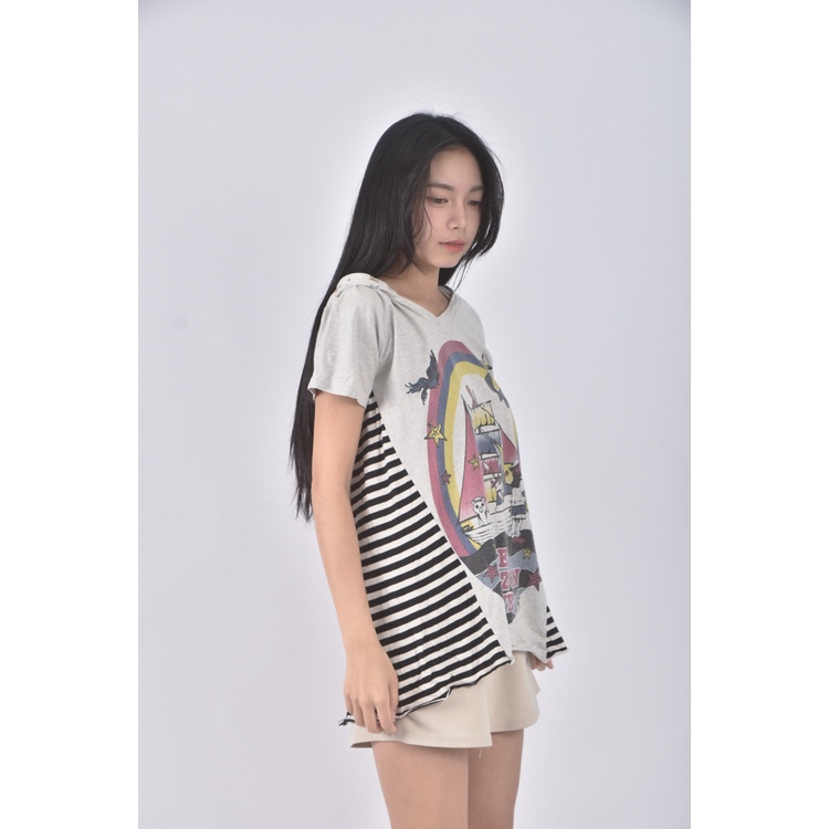 (S) scolor連帽灰色短袖上衣二手衣, , large