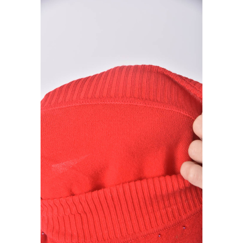 (S) 圓鑽紅色長袖上衣二手衣, , large