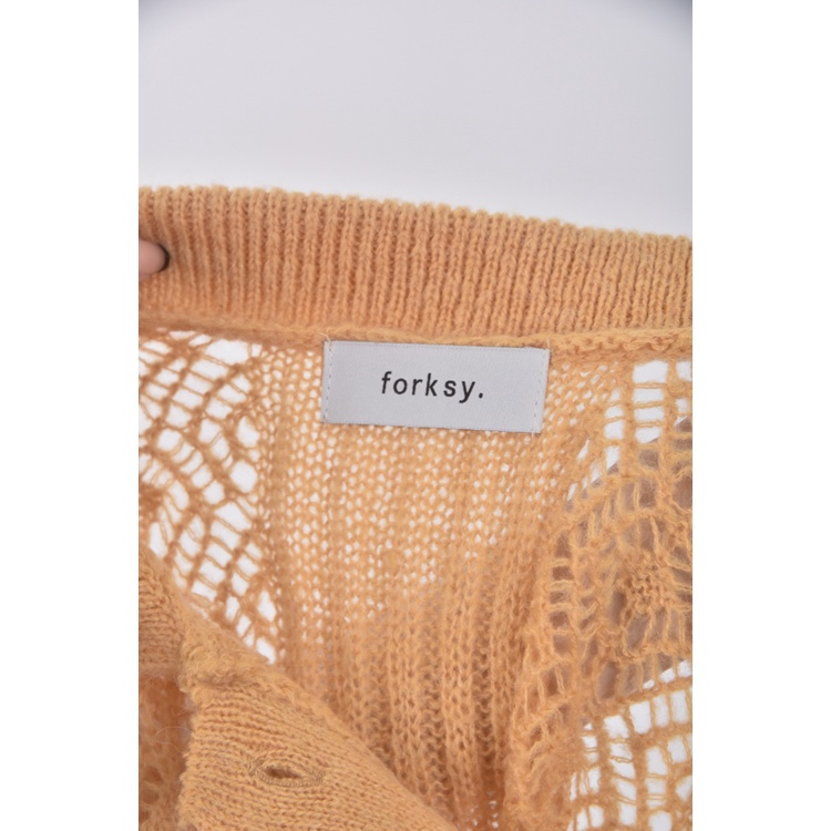 (F) forksy針織黃色長袖上衣二手衣, , large