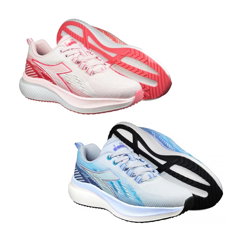 DIADORA迪亞多那 清風輕量慢跑鞋 女運動鞋 女鞋 飛織 透氣 吸震 回彈 增高 厚底 保護後跟 高彈 止滑 粉 藍, , large