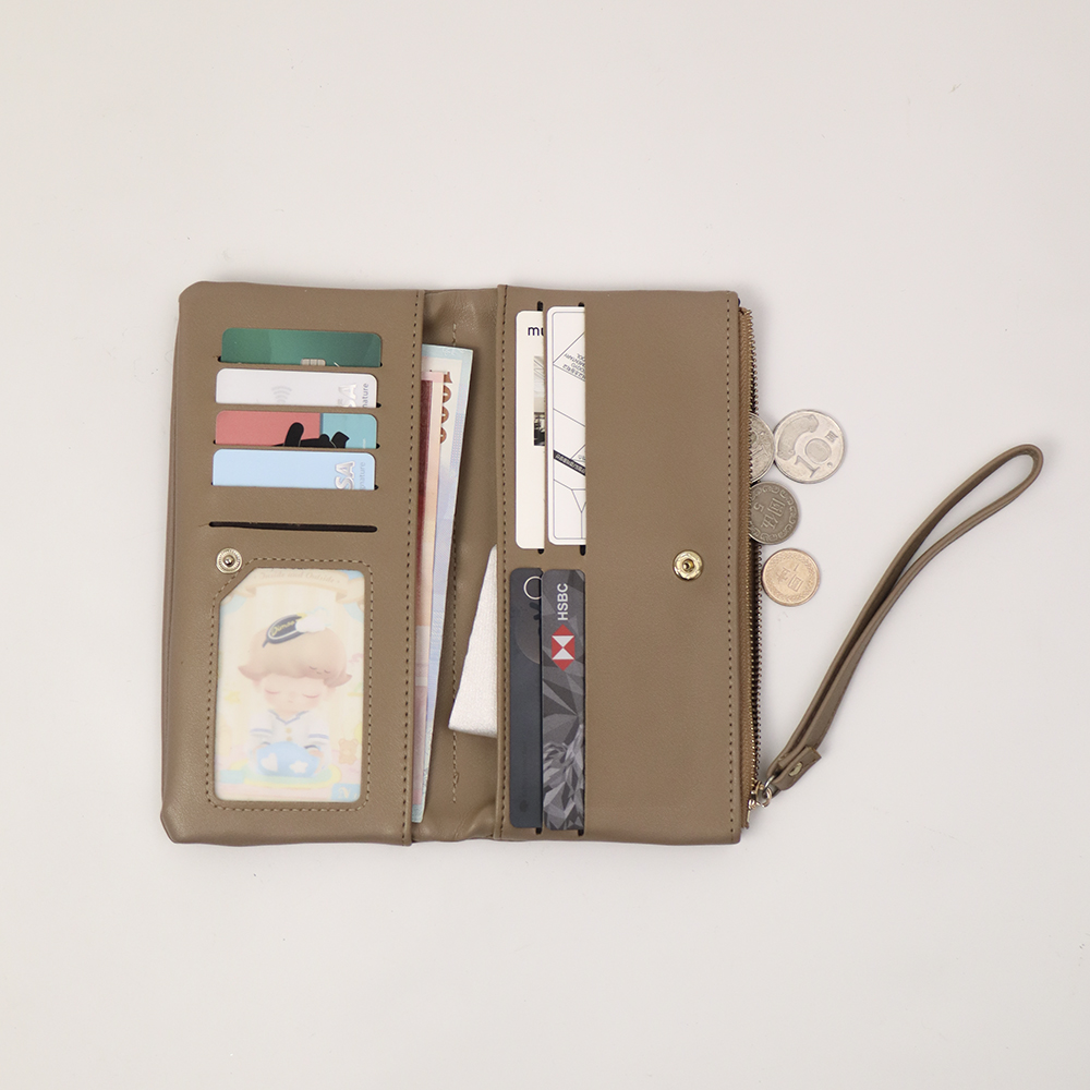 LUN&Eacute;A 柔光小羊皮雙層對折長夾  多卡位收納 人氣女用皮夾 女夾 錢包 氣質百搭長夾, , large