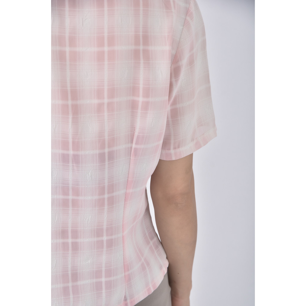 (S) 格紋粉色襯衫上衣二手衣, , large