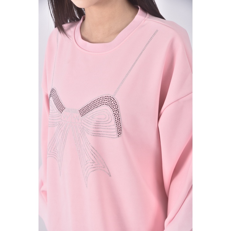 (XL) xialanduo質感蝴蝶結粉色長袖上衣二手衣, , large