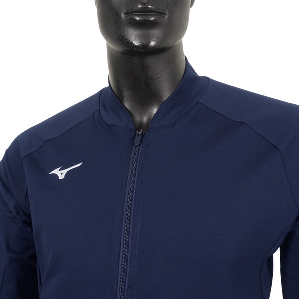 Mizuno 男 運動 外套 針織 慢跑 路跑 訓練 抗紫外線 拉鍊口袋 美津濃 靛藍 [32TCA53113], , large