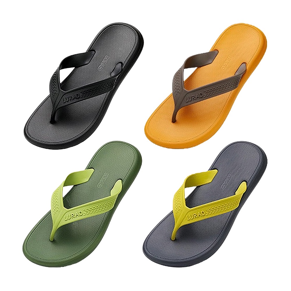 HANG TEN 環保夾腳拖鞋 男鞋 人字拖 旅遊 休閒 逛街 簡約 時尚 Q彈 無異味 耐磨 防滑 黑 黃 灰 綠, , large