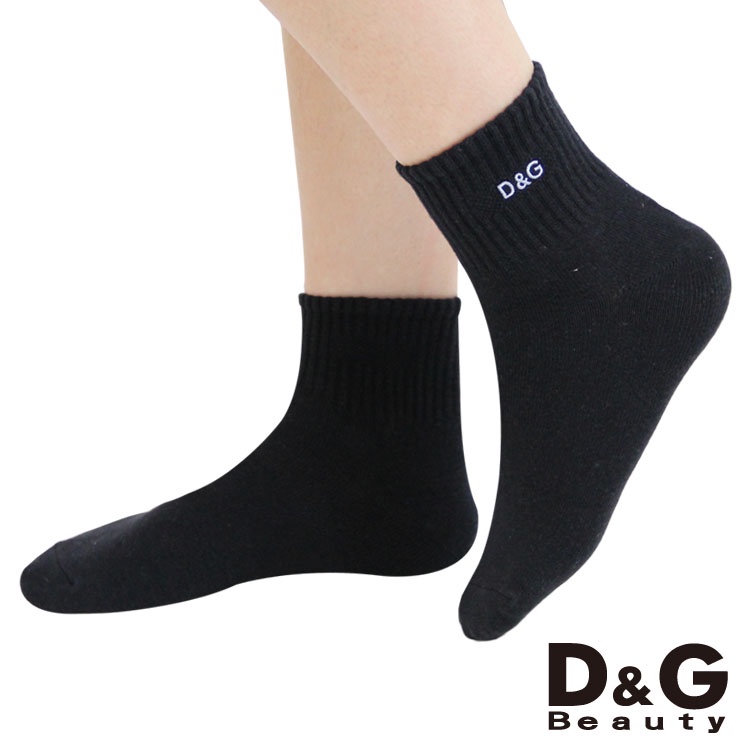 【D&G】素色刺繡1/2少女襪<灰>DL1001 短襪 襪子, , large