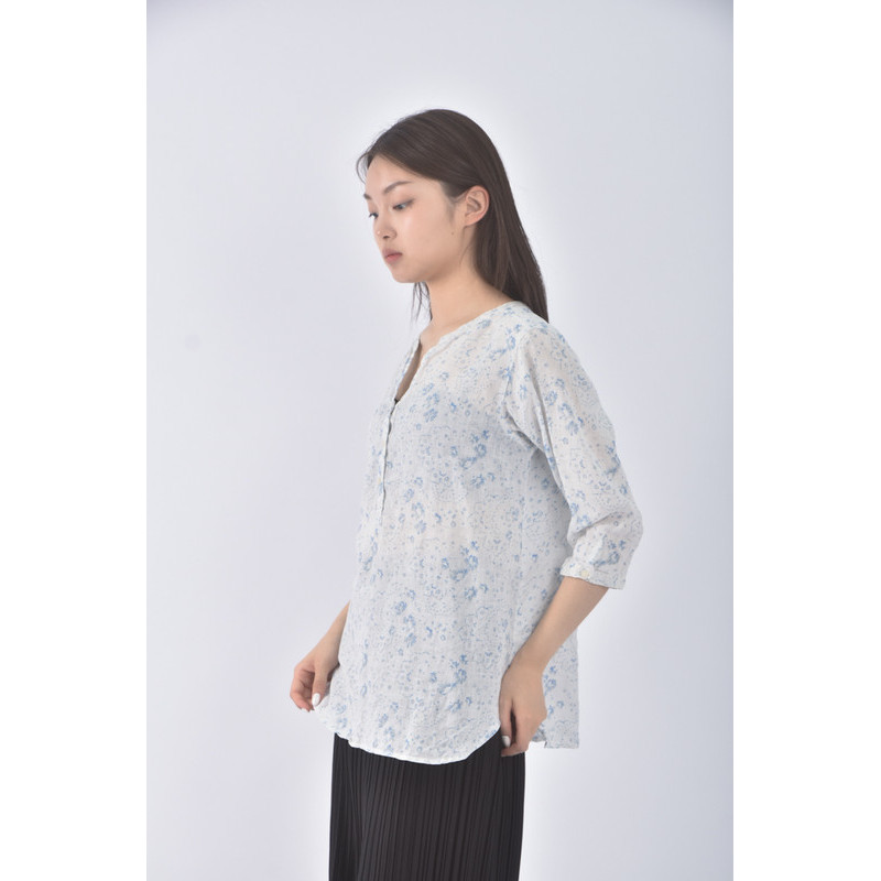 (M) uniqlo質感亞麻純亞麻藍色長袖上衣二手衣, , large