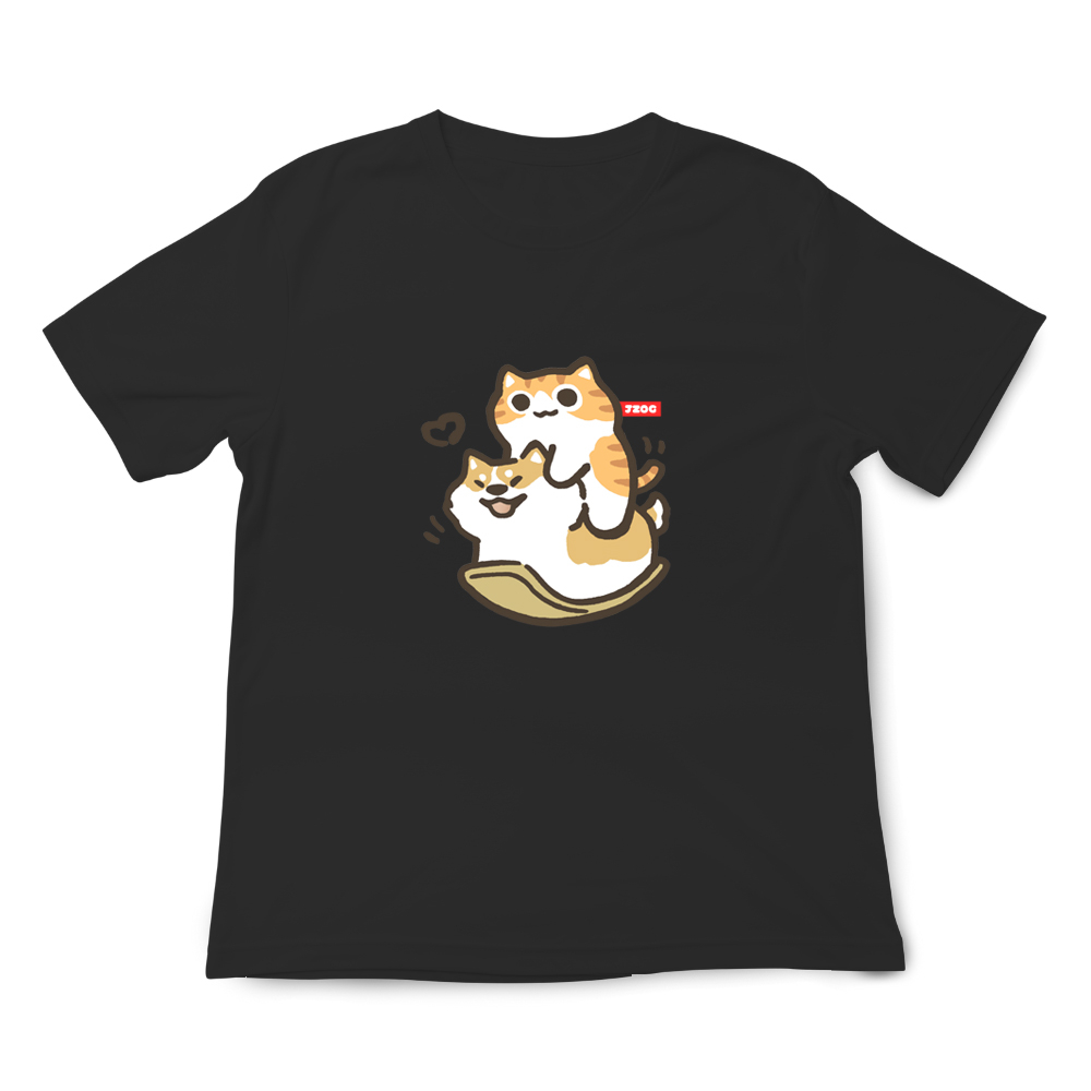 JZ TEE Cat & Shiba Inu-Grass Sliding Graphic Tee, , large