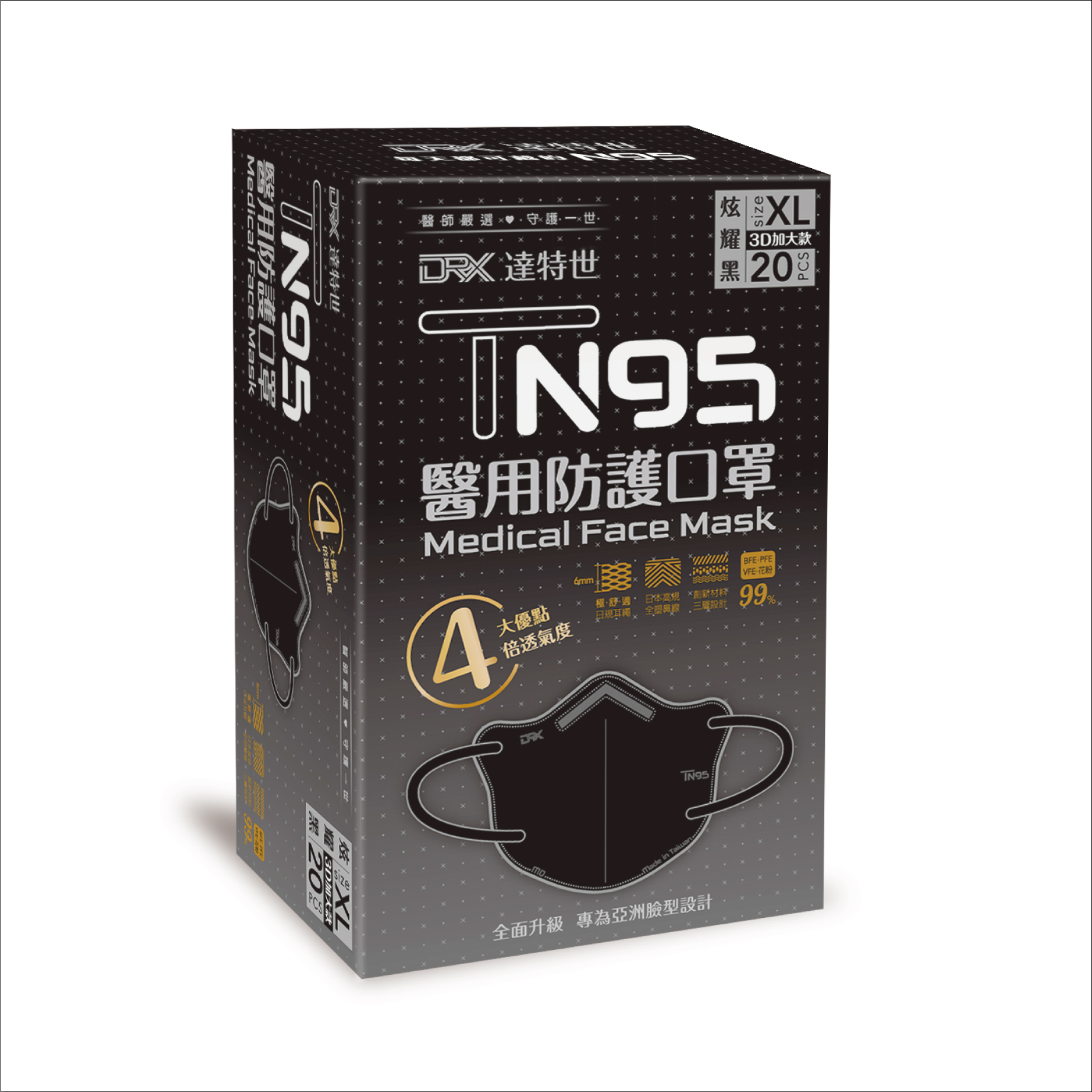 【DRX達特世】TN95醫用3D口罩-甜點四色,幼幼S/20入, , large