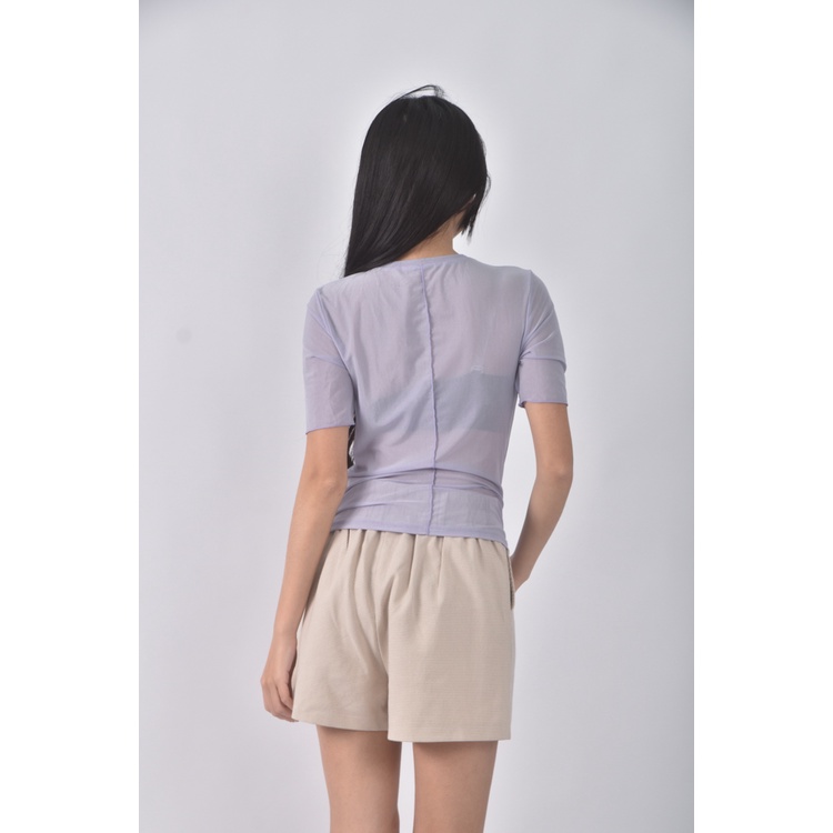 (S) gu質感修身短版紫色短袖上衣二手衣, , large