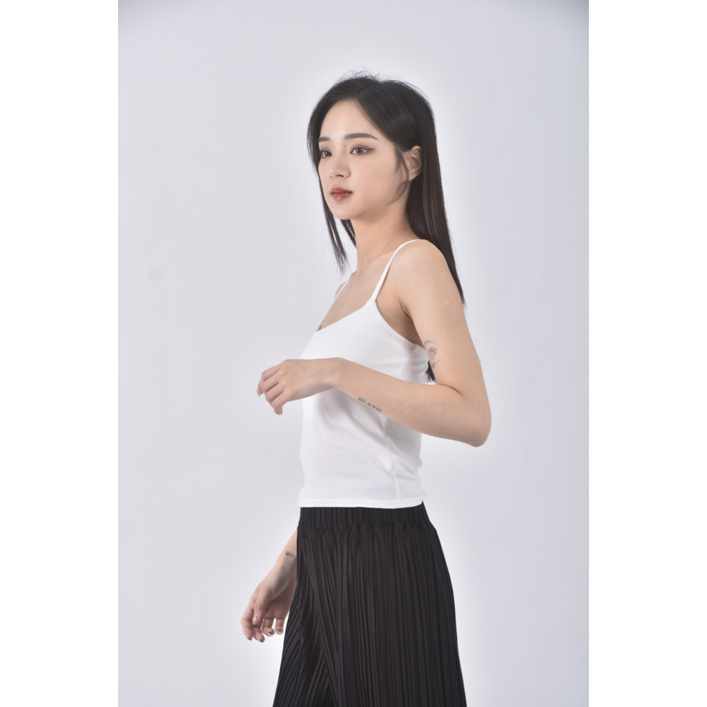 (S) 質感吊帶棉質背心白色上衣二手衣, , large