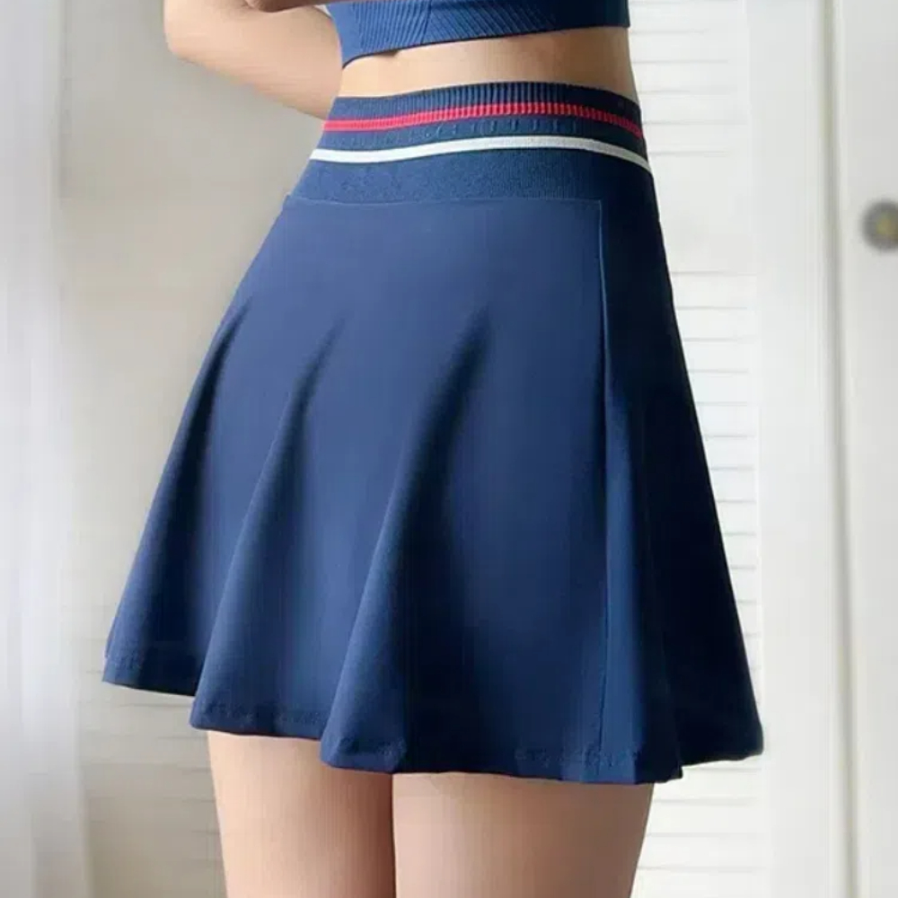 【A&R】絲滑超顯瘦A字英格風運動裙 深藍,S, 深藍, large