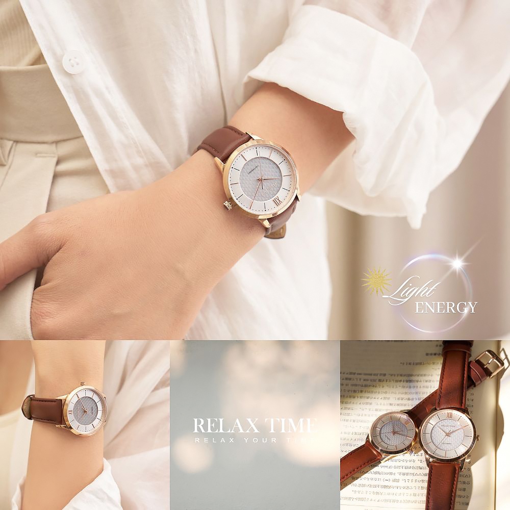 Relax Time RT-108S 太陽能時尚手錶-咖啡x玫瑰金/42mm RT-108S-3M, , large