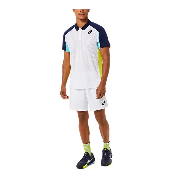 Asics 男 POLO衫 短袖上衣 海外版 網球 服飾 運動 訓練 透氣 亞瑟士 白藍 [2041A193-101], , large