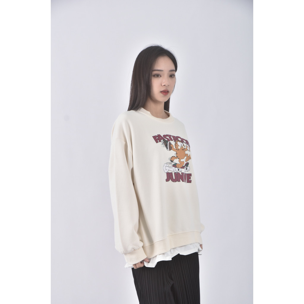 (XL) mm slx韓牌質感圓領假兩件杏色長袖上衣二手衣, , large