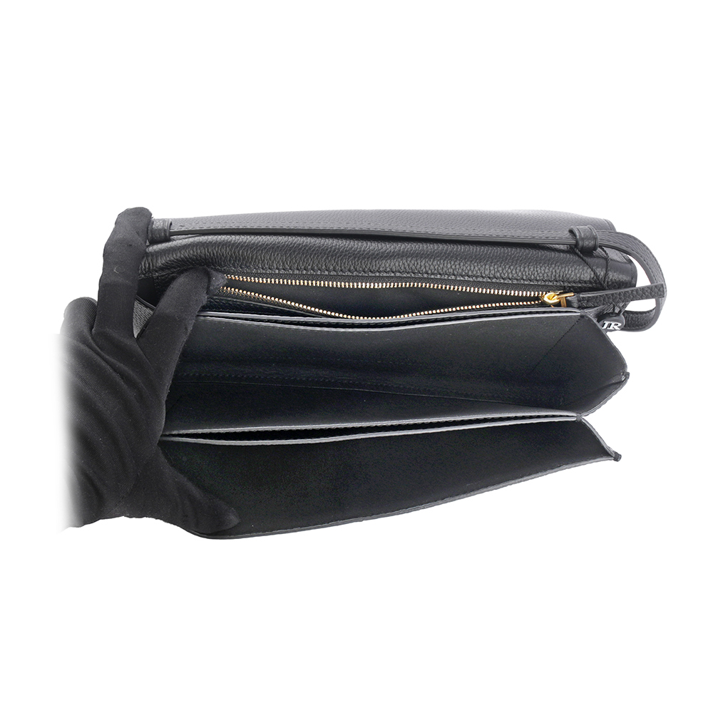 TORY BURCH McGRAW 鵝卵石皮革皮夾式斜背包/黑色, , large