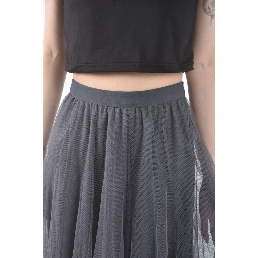 (S) 質感紡紗灰色長裙二手衣, , large