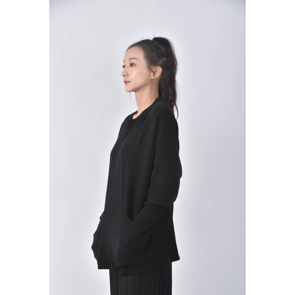 (XL) niceioi寬鬆黑色長袖上衣二手衣, , large