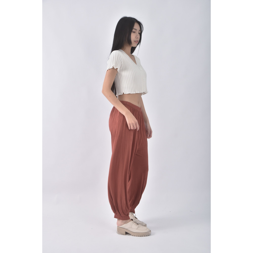 (S) 高腰寬鬆棕色長褲二手衣, , large