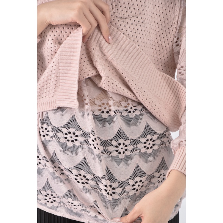 (S) 質感兩件式粉色長袖上衣二手衣, , large