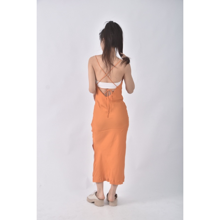 (S) 【安于晴Charlene私服】h m質感吊帶橘色洋裝二手衣, , large