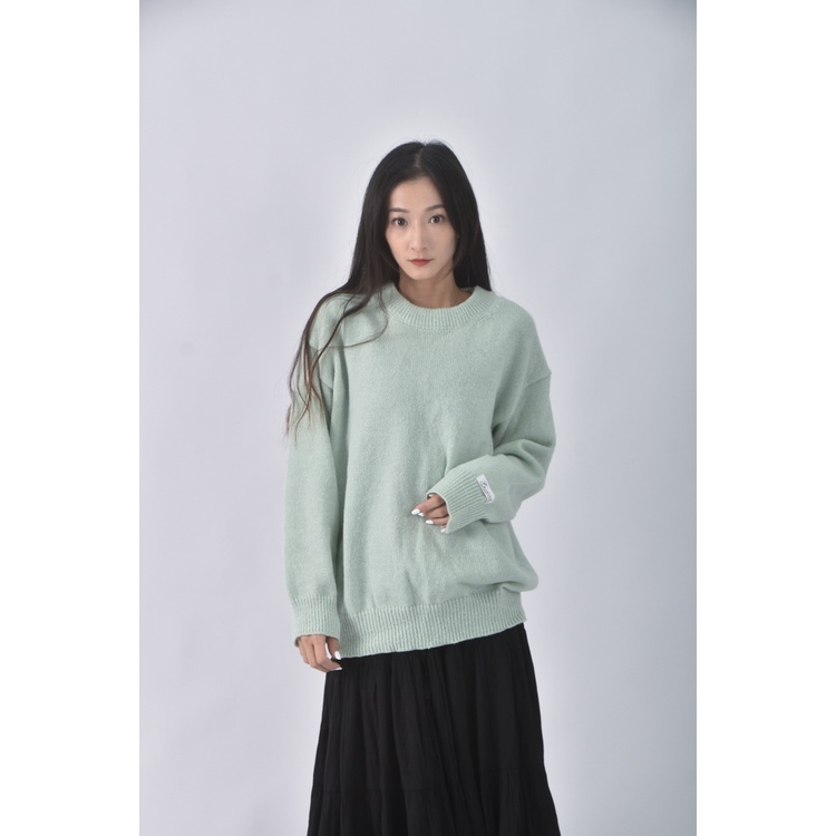 (XL) 質感圓領綠色毛衣二手衣, , large