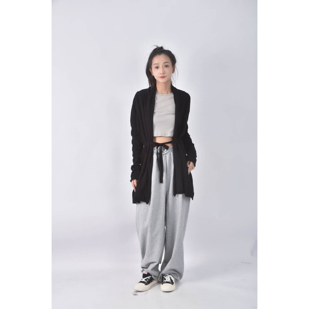 (XL) zara綁帶黑色外套二手衣, , large
