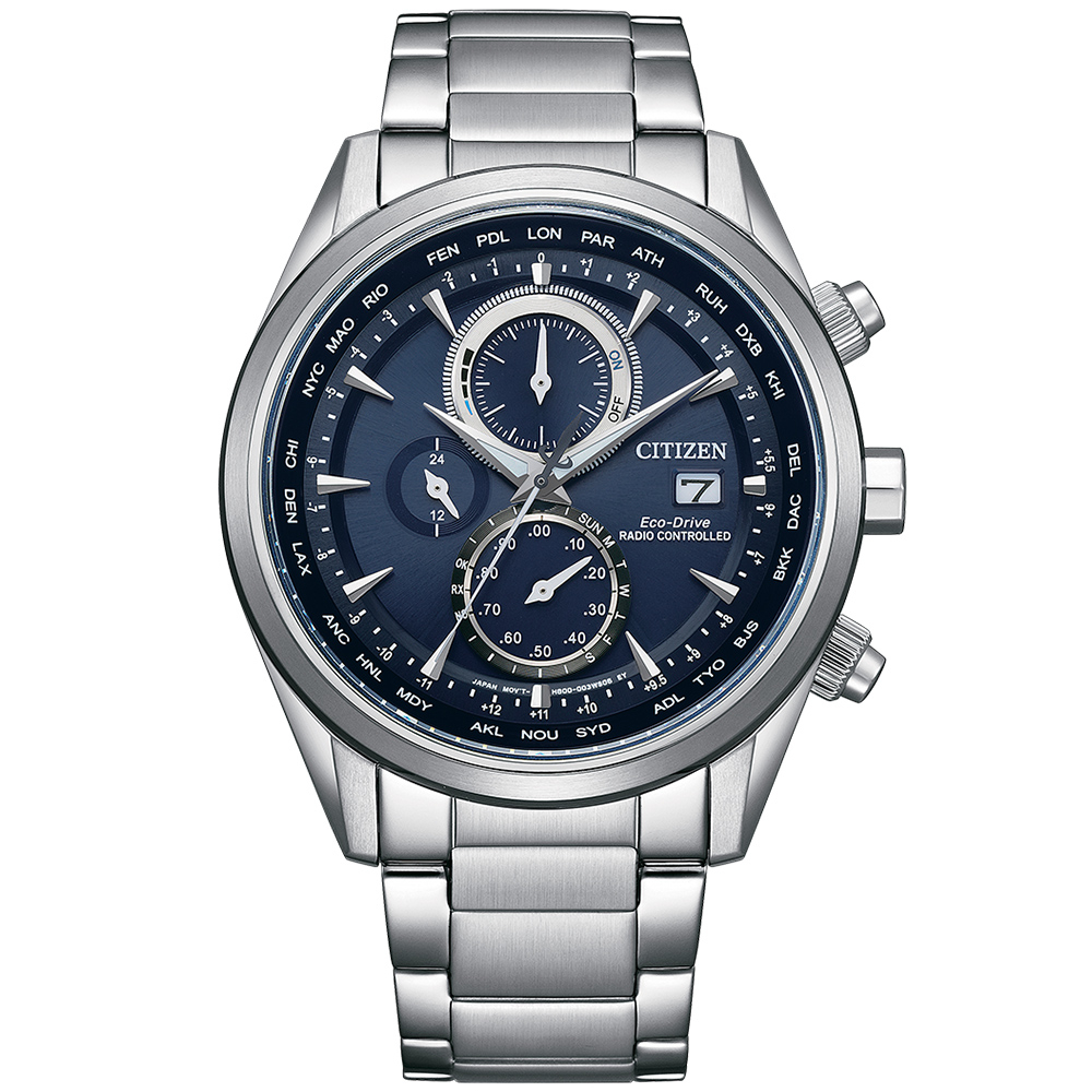 CITIZEN 星辰 空中之鷹光動能全球電波時計腕錶-藍 AT8260-85L, , large