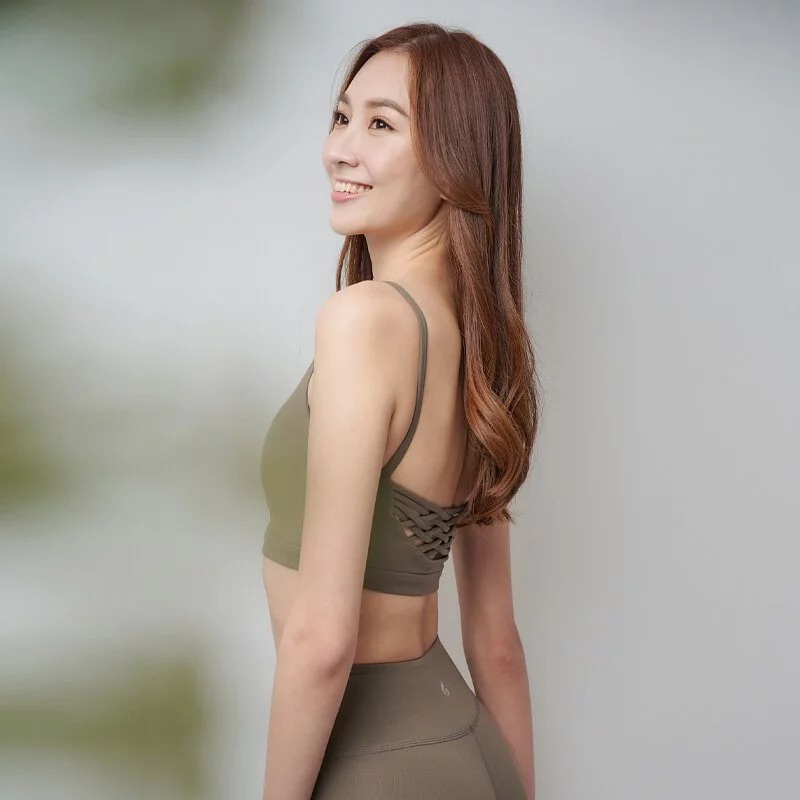 YOGA FLOW Emma Bra - 後背交織短版上衣 - 蜜茶棕 Bark, , large