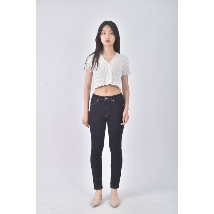 (L) revel shaping high rise skinny丹寧牛仔質感棉質藍色長褲二手衣, , large