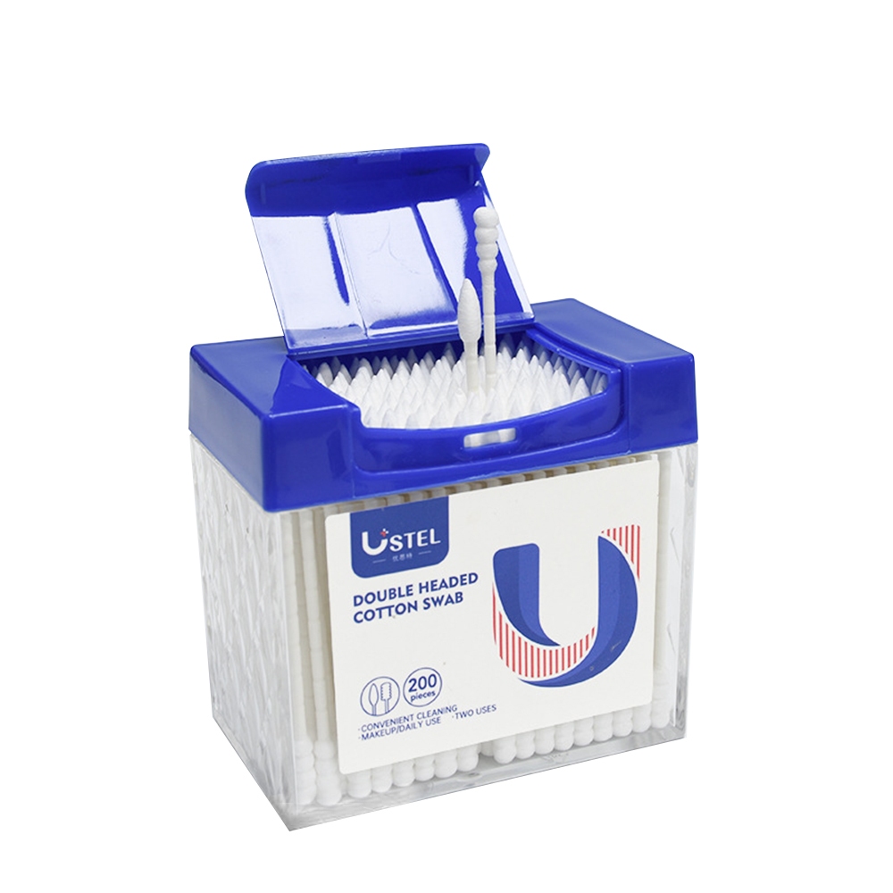 【禾統】紙軸雙頭棉花棒／200支／盒(棉棒 一次性棉花棒 掏耳棒 雙頭棉花棒 化妝棉棒 螺旋棉畫棒), , large