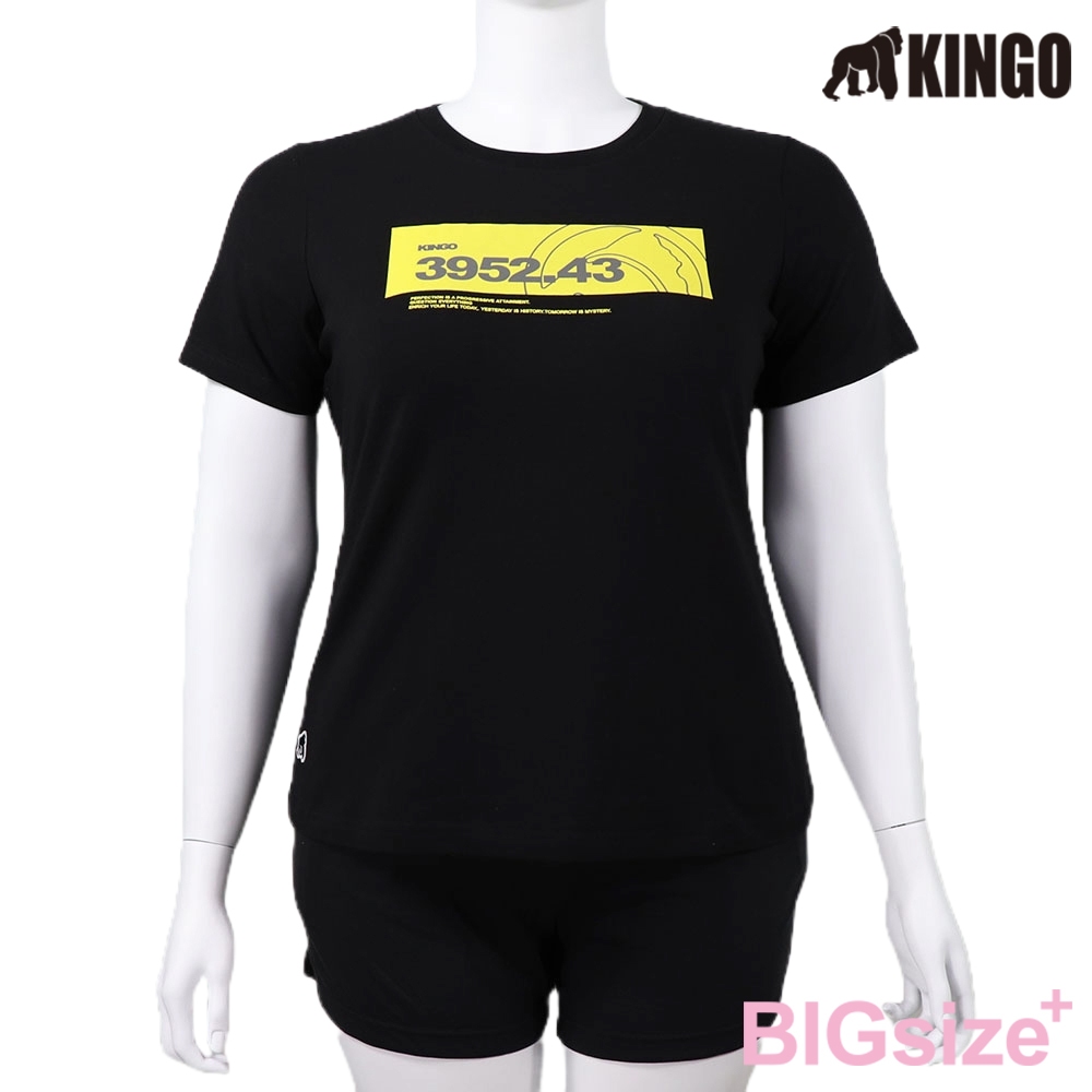 KINGO-大尺碼-女款 圓領T恤-丈青-414140, , large