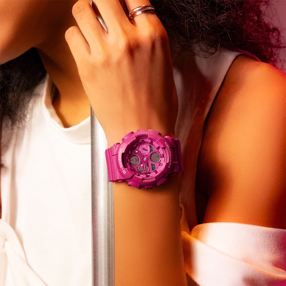 CASIO 卡西歐 G-SHOCK 單色時尚 雙顯手錶-粉紅 GMA-S140PP-4A, , large