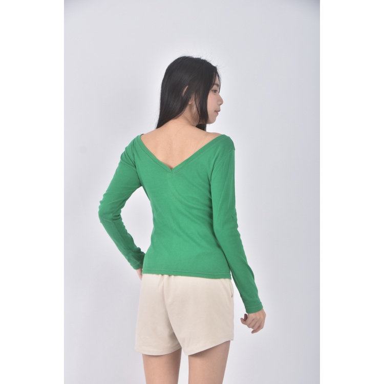 (S) 質感綠色長袖上衣二手衣, , large