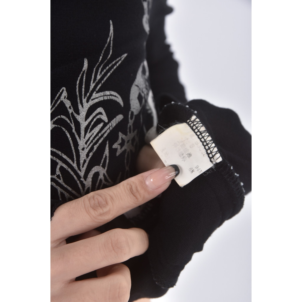 (S) 衣櫃V領黑色長袖上衣二手衣, , large