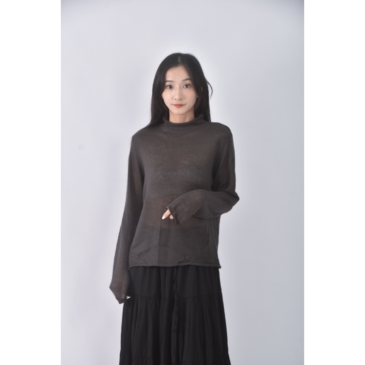 (M) plaisir femme針織灰色長袖上衣二手衣, , large