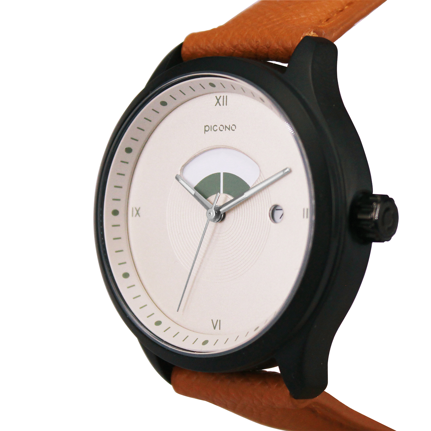 【PICONO】SPIRAL Collection Minimalist dial brown leather strap watch-Green / SP-12001, , large