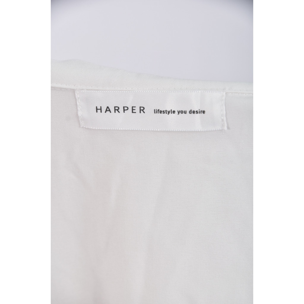 (M) harper質感白色長袖上衣二手衣, , large