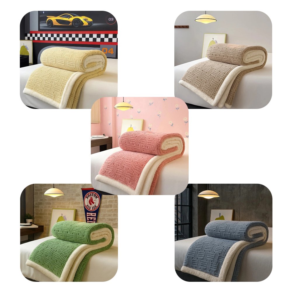 【A&R】柔暖雙面舒棉羊羔絨毯 緹花款 180&times;200cm - 深卡其, , large