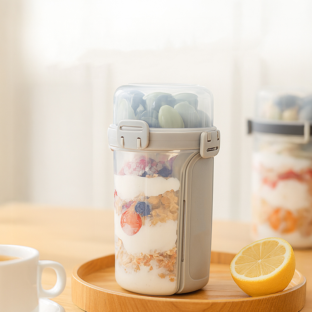 【上手家居】優格杯隨行杯-贈餐具 白色(燕麥杯/水果杯/沙拉杯), , large