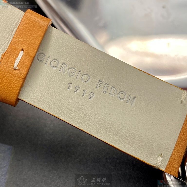 [星晴錶業]GiorgioFedon1919手錶,46mm,GF00031黑色錶面銀錶殼咖啡色真皮皮革錶帶款, , large