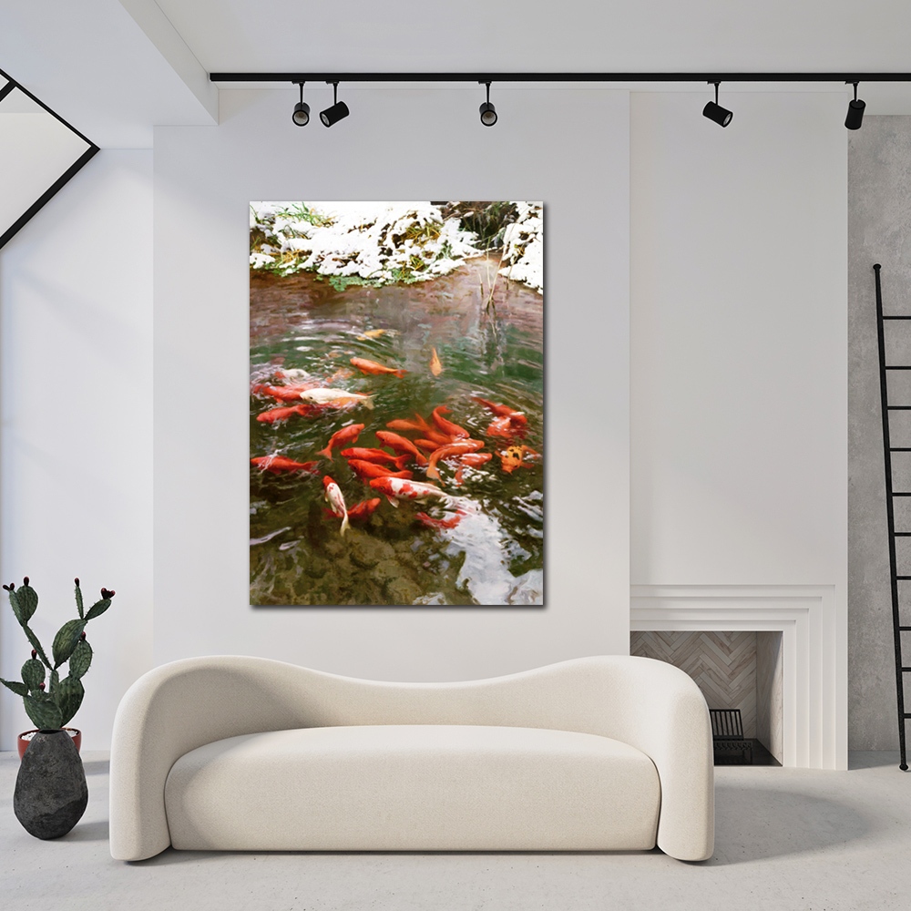 【御畫房】富貴有魚 國家一級畫師手繪油畫80×110cm(VF-66), , large
