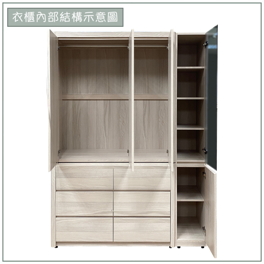 【唯熙傢俱】馬修斯橡木白5x8.2尺衣櫃, , large