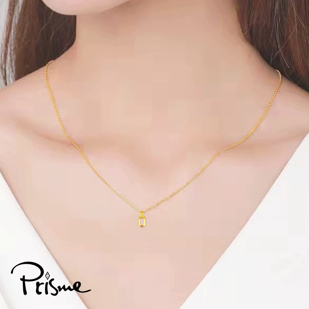 【Prisme Gold】黃金項鍊 幾何雙環 鍊墜項鍊 (金重：約0.02錢±0.01), , large