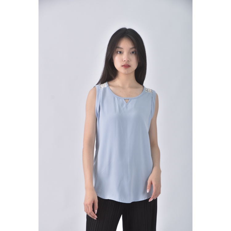 (S) blue shop質感無袖藍色上衣二手衣, , large