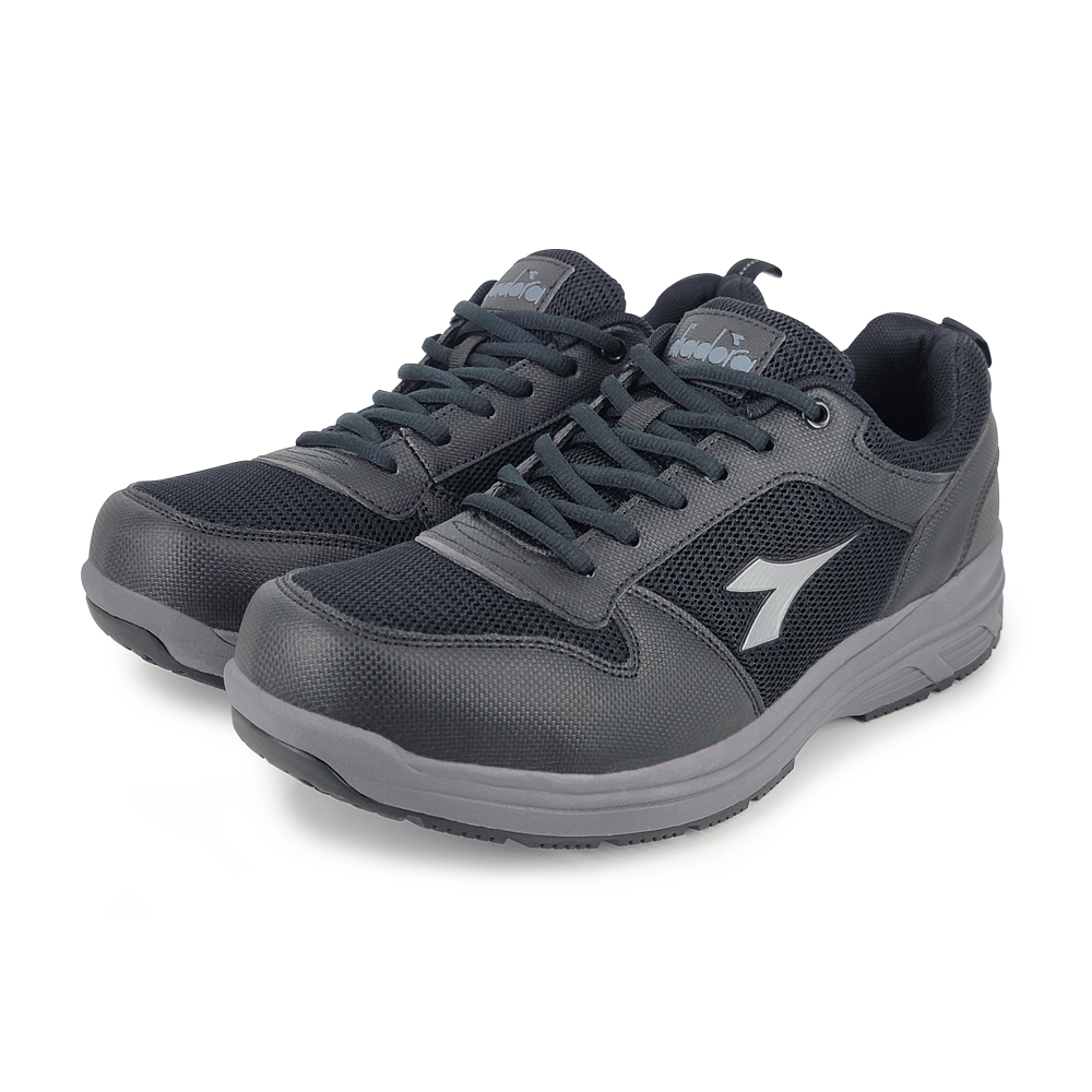 DIADORA迪亞多那 MIT舒壓健走男鞋 男運動鞋 休閒鞋 台灣製 反光 防潑水 寬楦 透氣 輕量 吸震 減壓 黑 灰, , large